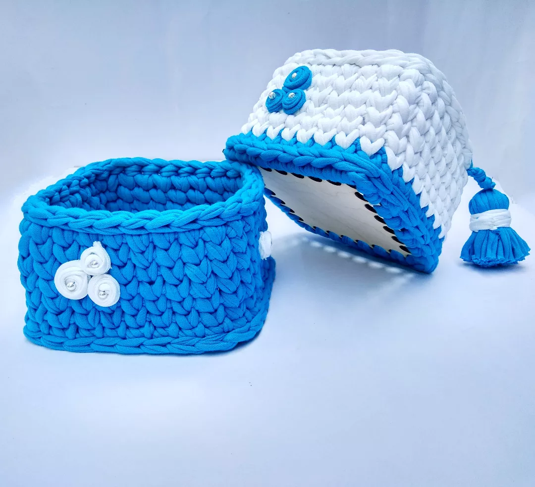 IMG_20220219_100910_019 Blue, White 2 Baskets - Image 1