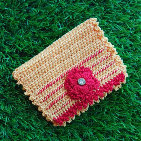 Crochet Wallet Yellow Maroon