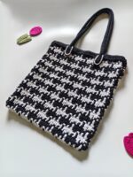 Houndstooth Crochet Tote Bag